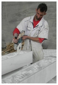 Bianco Sivec Prilep Marble Carved Church Wall Relievo