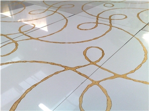Bianco Carrara Marble Inlayed Floor, Special Design Bianco Carrara Marble Inlayed Floor, Special Design