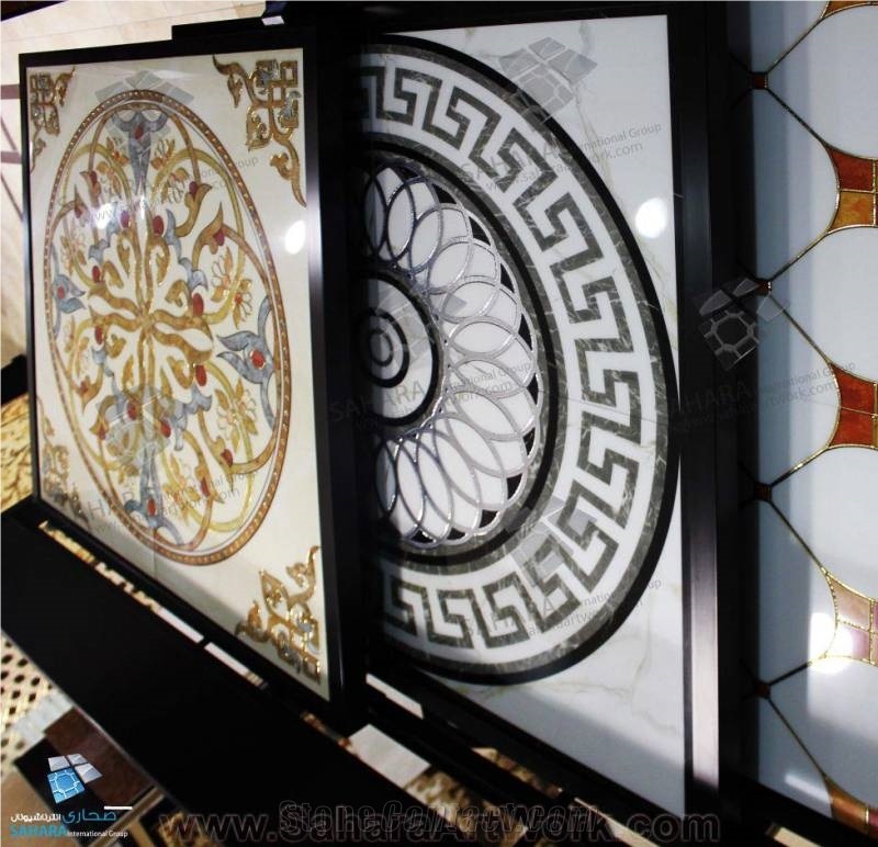 Marble Inlay Floor Medallion