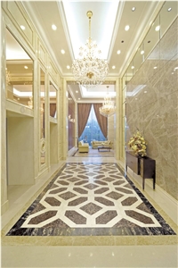 Marble Inlay Floor Medallion