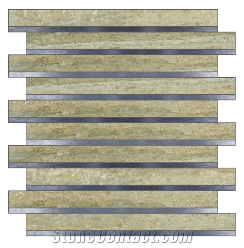 Travertine Mosaic Iron, Travertino Silver Grey Travertine Mosaic