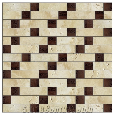 Travertine Mosaic Wood, Brown Travertine Mosaic
