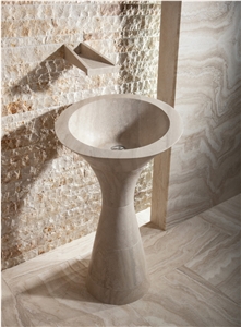 Travertino Romano Antico Pedestal Wash Basin