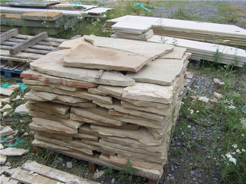 Flagstone Ashlar, Beige Sandstone Flagstone