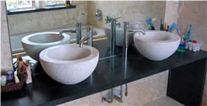 Beige Limestone Bowls, Round Basin