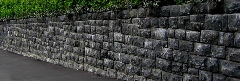 Split Black Andesite Garden Wall, Leith Andesite