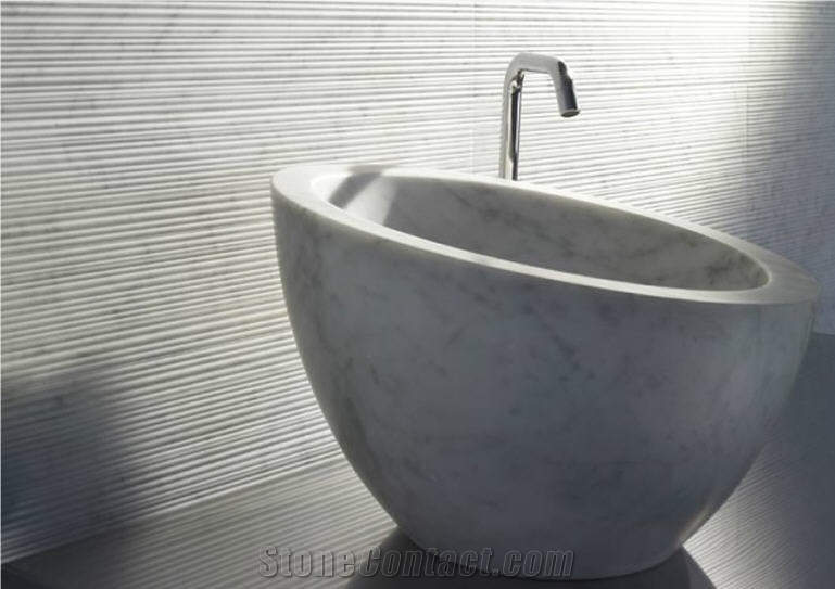 Bianco Carrara Marble Bamboo Finish Wall Tiles