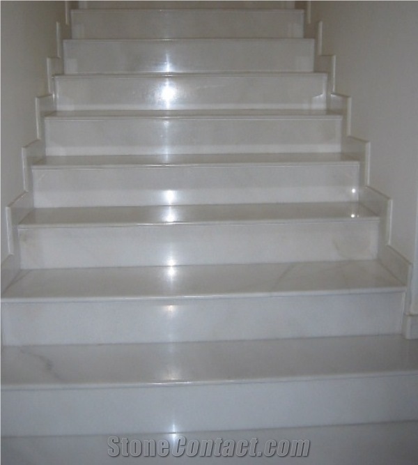 Bianco Sivec Marble Staircase, Bianco Sivec White Marble Staircase
