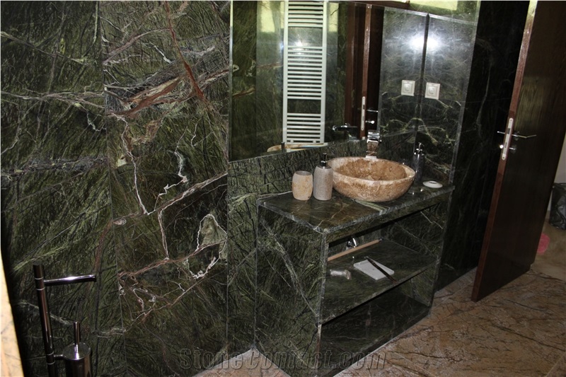 Rain Forest Green Marble Bathroom Design