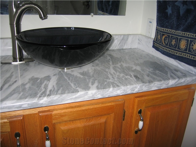 Nouvelle Grey Marble Bathroom Top, Absolute Black Granite Vessel Sink