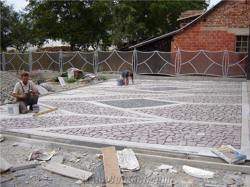 Kvarcit Rosso, Pink Quartzite Landscaping Stones, Flagstone Paver