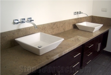 Cafe Pinta Limestone Honed Vanity Top, Cafe Pinta Brown Limestone Vanity Top