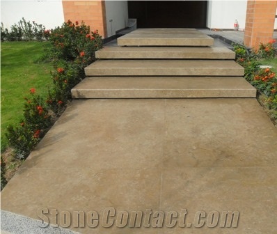 Caliza Cafe Pinta Escaleras, Caliza Cafe Pinta Brown Limestone Stairs,steps