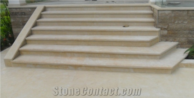 Piedra Muneca Limestone Deck Stairs, Piedra Muneca Beige Limestone Deck Stairs
