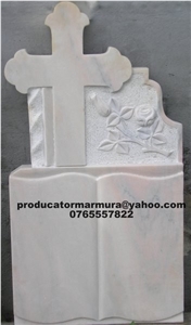 Ruschita Creme Rosa Marble Cross Headstone