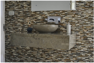 Caliza Cafe Pinta Bathroom Top, Caliza Cafe Pinta Brown Limestone Bathroom Top