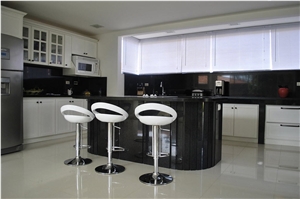 Negro Absoluto Granite Kitchen Countertop, Absolute Black Granite Kitchen Countertops