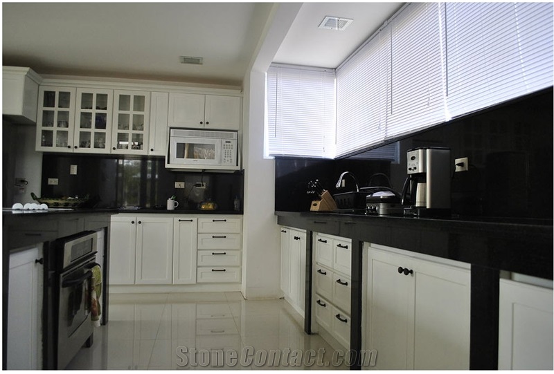 Negro Absoluto Granite Kitchen Countertop, Absolute Black Granite Kitchen Countertops