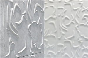 White Dolit Marble Cnc Carved Curve Design Wall Panels