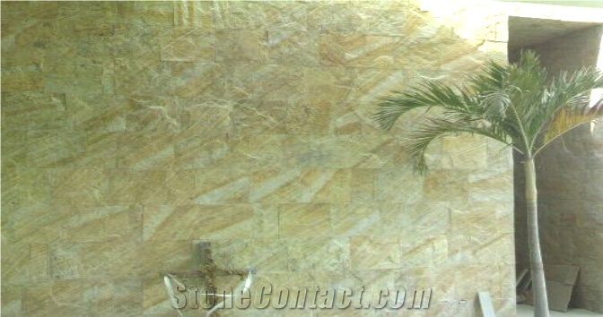 Miracema Gneiss Natural Wall Tiles, Brazil Yellow Gneiss