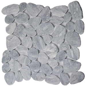 Aegean Grey Marble Sliced Pebble Mosaic