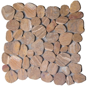 Amber Onyx Sliced Pebbles Mosaic