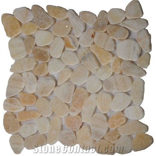 China Honey Onyx Sliced Pebbles Mosaic