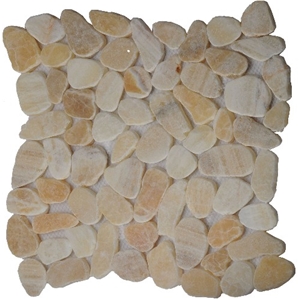 China Honey Onyx Sliced Pebbles Mosaic