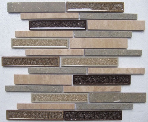 Crackled Linear Glass Mosaics with Marble
