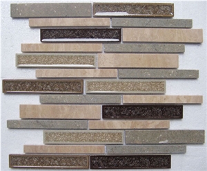 Crackled Linear Glass Mosaics with Marble