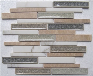 Crackled Linear Glass Mosaics with Marble