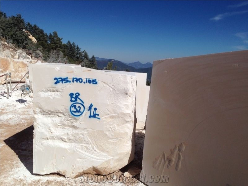 Turkish White Limestone Block, Ivory White Limestone Block