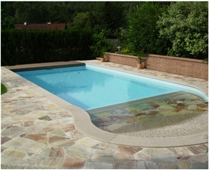 Brazil Rainbow Quartzite Swimming Pool Terrace Pavement, Copings