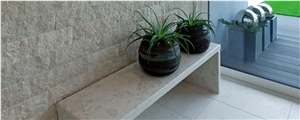 Courtyard Bench with Estremadura Azul Limestone