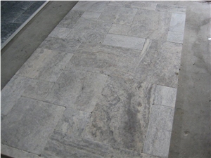Travertine Silver Brick Paving Patterns, Silver Paver Grey Travertine Cobble, Pavers