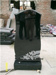Carving Shaped Tombstone, Shanxi Black Granite