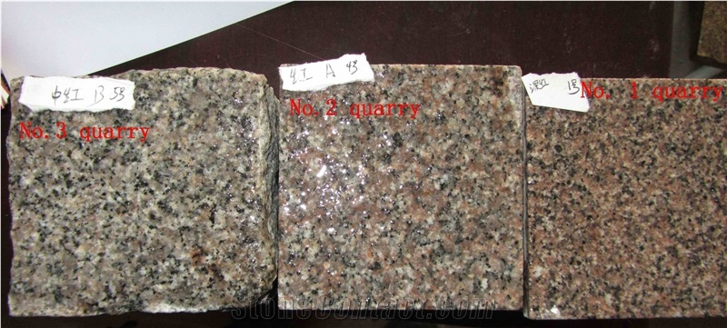 G354 Red Granite Split Cube Cobble Stone