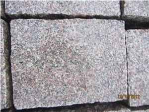 G354 Red Granite Split Cube Cobble Stone