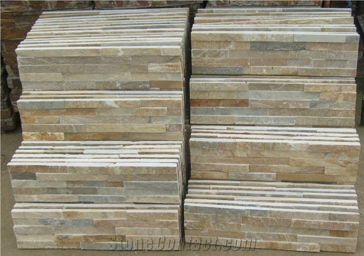 P014 Yellow Flat Culture Slate, Ledge Stone,
