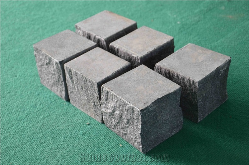 Qingzhou Black Granite Cubes Cobble Stone