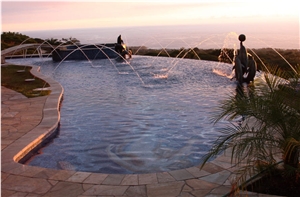 Noble Quartzite Yellowish Swimming Pool Deck Pavers, Pool Coping