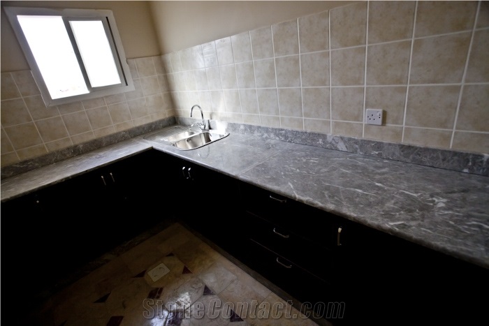 Custom Kitchen Marble Flooring and Counter Tops