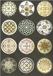 Waterjet Marble Inlaid Design Floor Medallions