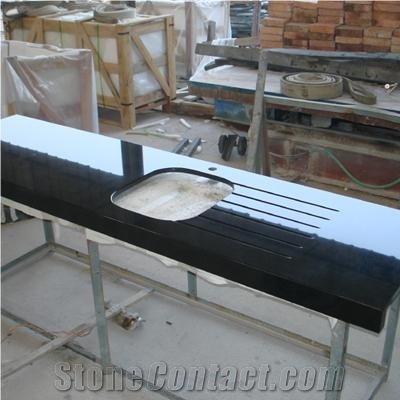 Natural Stone Drainboard Granite Kitchen Countertops