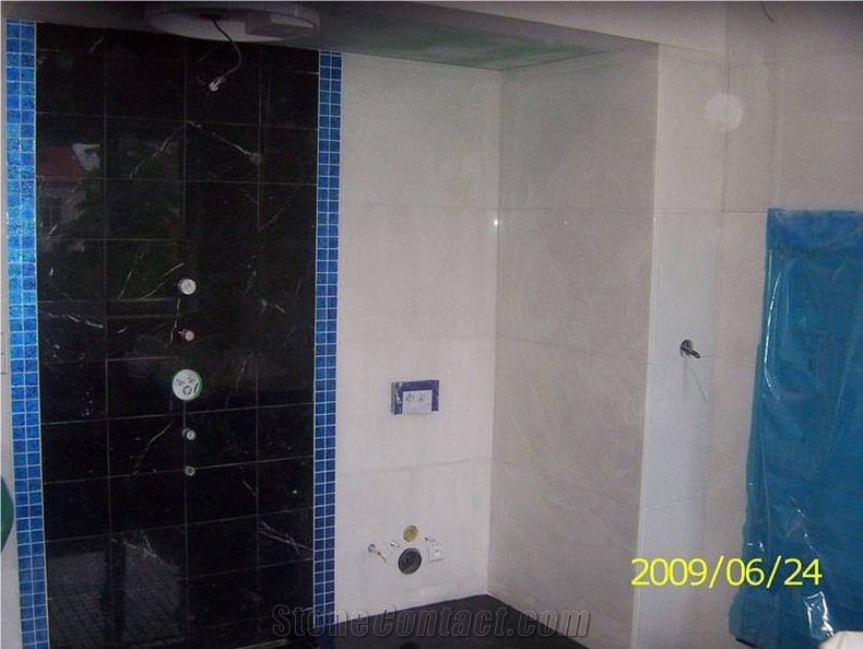 Bianco Neve Marble Wall Tiles, Nero Marquina Marble Floor Tiles