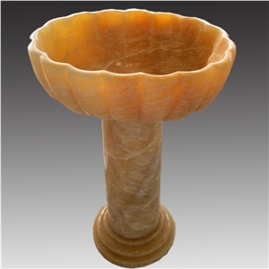 Yellow Onyx Pedestal Sink, Honey Yellow Onyx Sink
