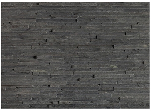 Black Quartzite Slim Line Wall Panel, Black Quartzite Cultured Stone