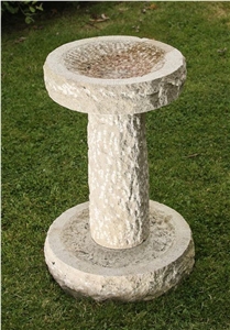 Bird Bath in Garden with Purbeck Pond Freestone Limestone