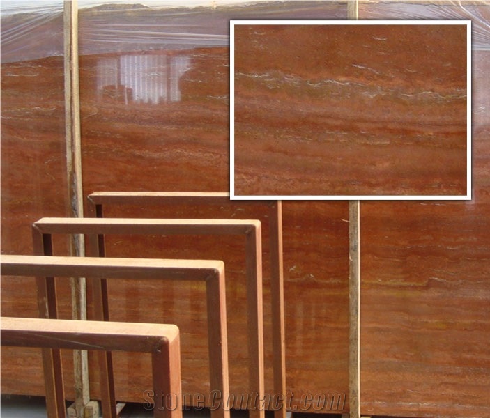 Red Travertine Slabs, Iran Red Travertine