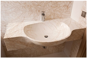 Golden Spider Marble Solid Vanity Top with Sink, Golden Spider Yellow Marble Vanity Top